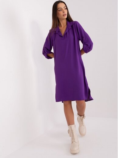 Tamsiai violetinės spalvos suknelė MOD1962 6