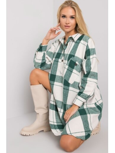 Žalia languota suknelė MOD1495 GP 3