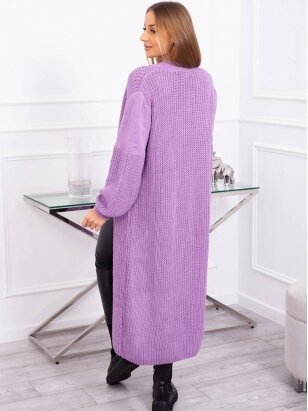Šviesiai violetinės spalvos  ilgas megztinis kardiganas MOD307