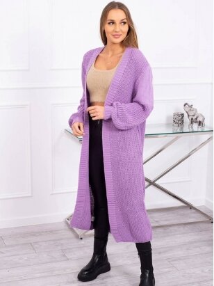 Šviesiai violetinės spalvos  ilgas megztinis kardiganas MOD307