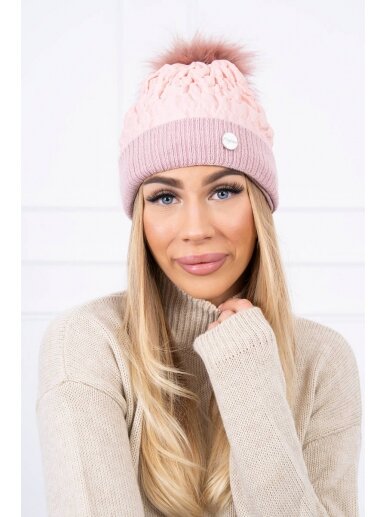 Šviesiai rožinė žieminė kepurė K160