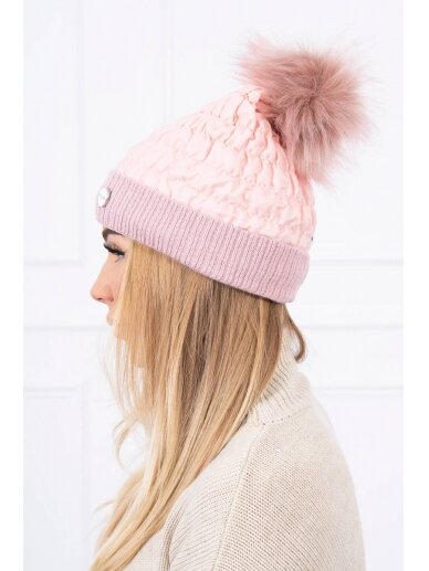 Šviesiai rožinė žieminė kepurė K160 1
