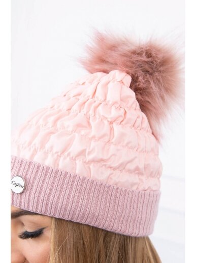 Šviesiai rožinė žieminė kepurė K160 2