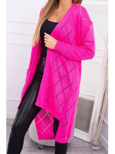Šviesiai rožinės spalvos megztinis kardiganas MOD735 3