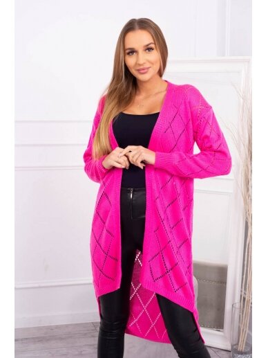 Šviesiai rožinės spalvos megztinis kardiganas MOD735