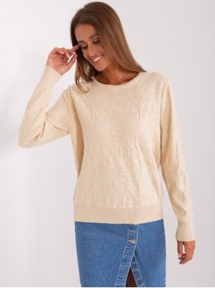 Šviesiai smėlinės spalvos megztinis MOD2387
