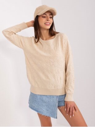 Šviesiai smėlinės spalvos megztinis MOD2388