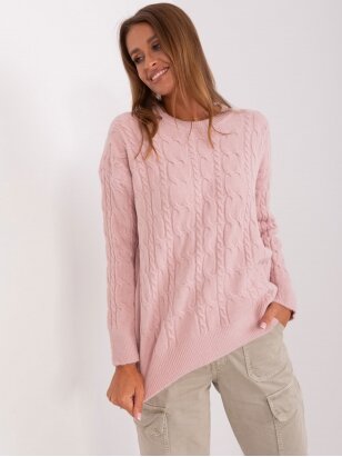 Šviesiai rožinės spalvos megztinis MGZ0055