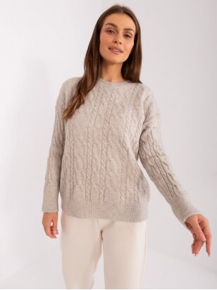 Šviesiai smėlinės spalvos megztinis MGZ0054