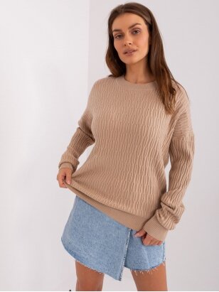 Smėlinės spalvos megztinis MOD2389