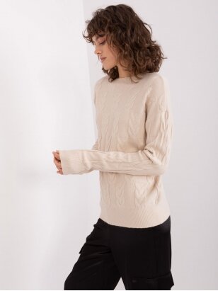 Šviesiai smėlinės spalvos megztinis MGZ0056