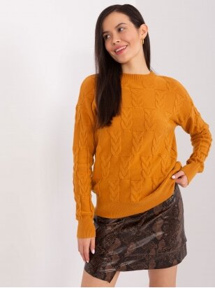 Tamsiai geltonos spalvos megztinis MGZ0056