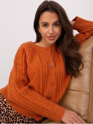 Tamsiai oranžinės spalvos megztinis MGZ0064