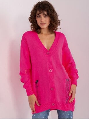 Neoninės rožinės spalvos megztinis MGZ0115