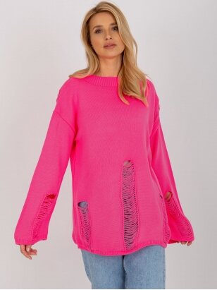 Neoninės rožinės spalvos megztinis MGZ0116