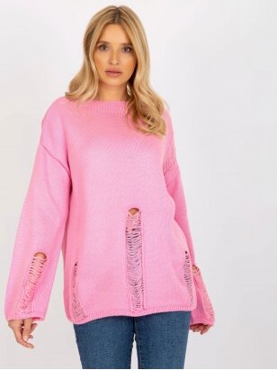 Šviesiai rožinės spalvos megztinis MGZ0116