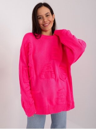 Neoninės rožinės spalvos megztinis MGZ0120