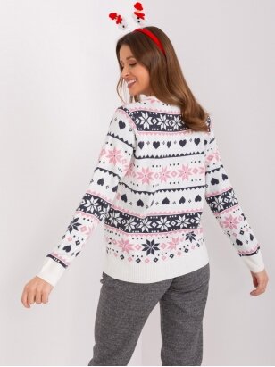 Baltos spalvos kalėdinis megztinis MOD2450