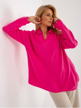 Neoninės rožinės spalvos megztinis MOD2166