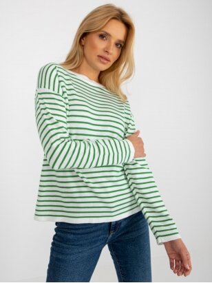Baltos ir žalios spalvos megztinis MGZ0212