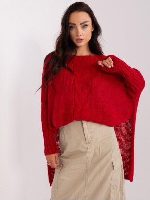 Tamsiai raudonos spalvos megztinis MOD1363