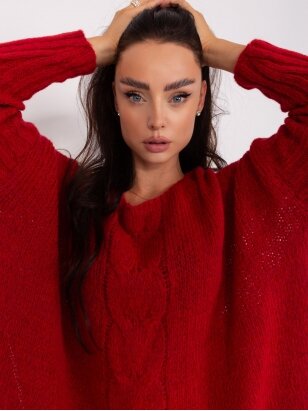 Tamsiai raudonos spalvos megztinis MOD1363