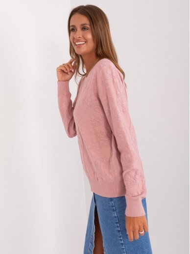 Šviesiai rožinės spalvos megztinis MOD2387 3
