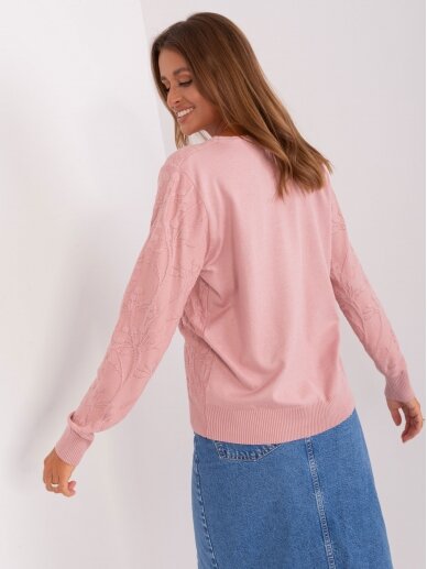 Šviesiai rožinės spalvos megztinis MOD2387 1