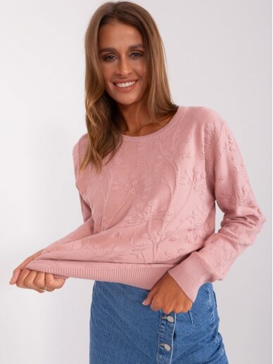 Šviesiai rožinės spalvos megztinis MOD2387 4
