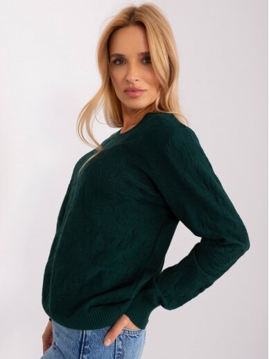 Tamsiai žalios spalvos megztinis MOD2388 3