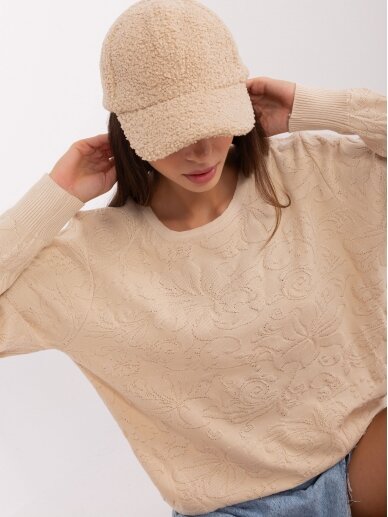 Šviesiai smėlinės spalvos megztinis MOD2388 3