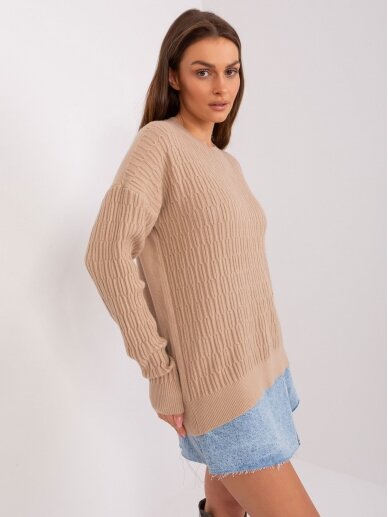 Smėlinės spalvos megztinis MOD2389 7
