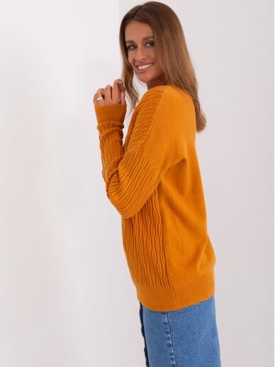 Oranžinės spalvos megztinis MOD2389 3