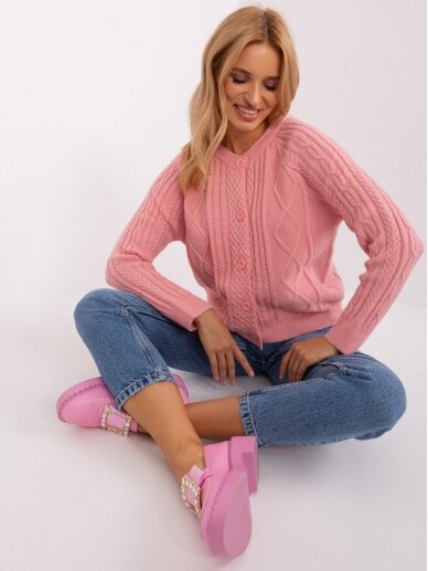Šviesiai rožinės spalvos megztinis MGZ0064 4