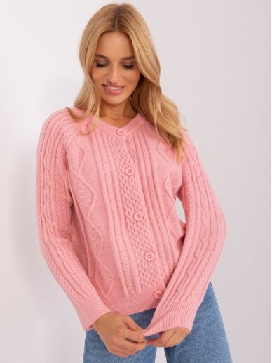 Šviesiai rožinės spalvos megztinis MGZ0064