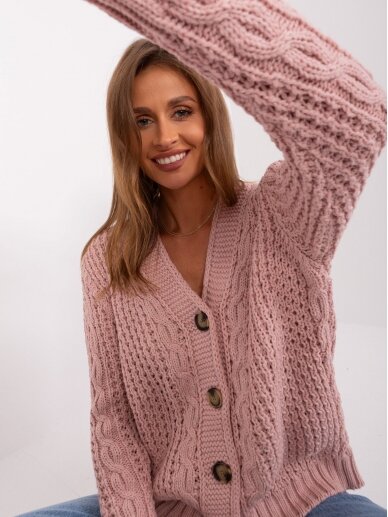 Šviesiai rožinės spalvos megztinis MGZ0099 2