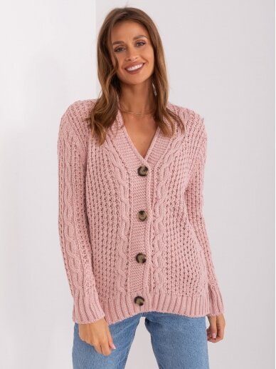 Šviesiai rožinės spalvos megztinis MGZ0099 1