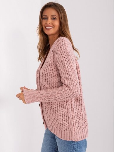 Šviesiai rožinės spalvos megztinis MGZ0099 3