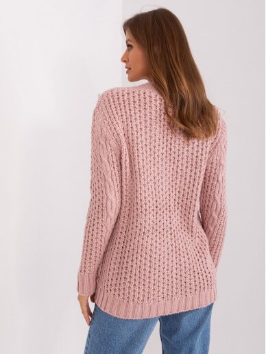 Šviesiai rožinės spalvos megztinis MGZ0099 4