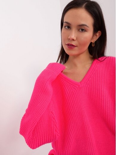 Neoninės rožinės spalvos megztinis MGZ0110 2