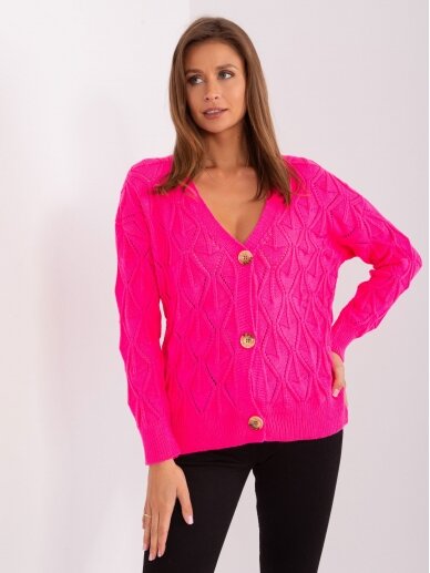 Neoninės rožinės spalvos megztinis MGZ0112