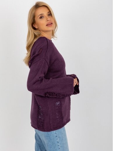 Tamsiai violetinės spalvos megztinis MGZ0116 2