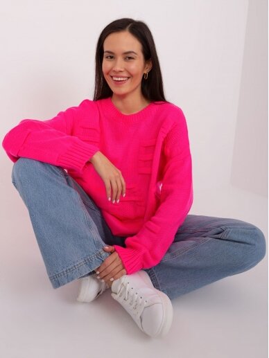 Neoninės rožinės spalvos megztinis MGZ0120 1