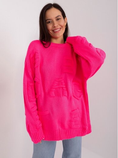 Neoninės rožinės spalvos megztinis MGZ0120