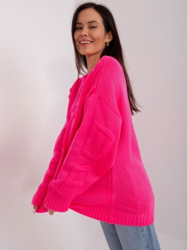 Neoninės rožinės spalvos megztinis MGZ0120 2