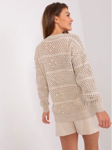 Šviesiai smėlinės spalvos megztinis MOD2299 4