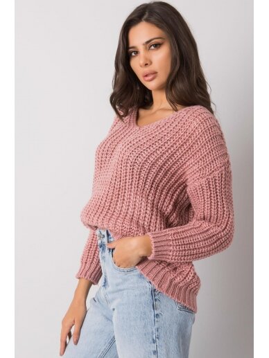 Tamsiai rožinės spalvos megztinis MOD1706 2