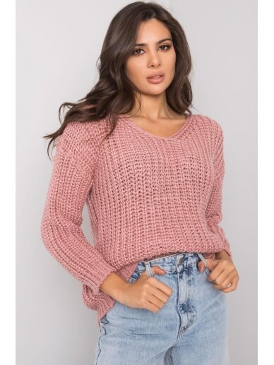 Tamsiai rožinės spalvos megztinis MOD1706
