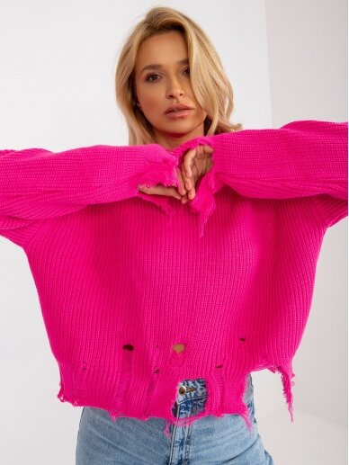 Neoninės rožinės spalvos megztinis MGZ0208 5