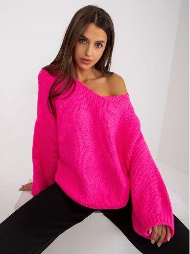 Neoninės rožinės spalvos megztinis MOD1985